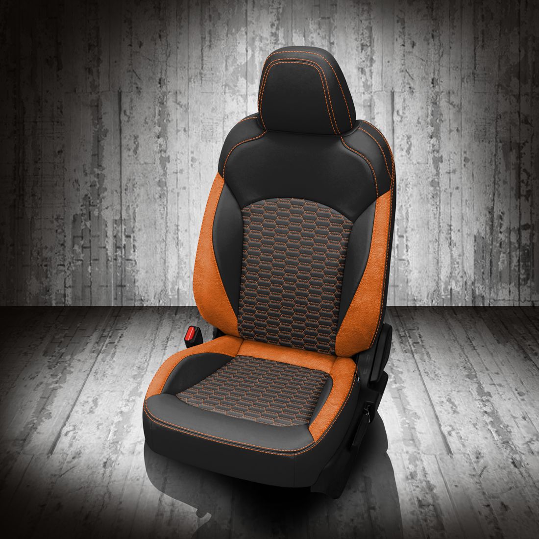 BLACK wrap, ~3032 MANGO Wings, +CITRUS ORANGE contrast all stitch, TekStitch Double hex inserts, +CITRUS ORANGE TekColor