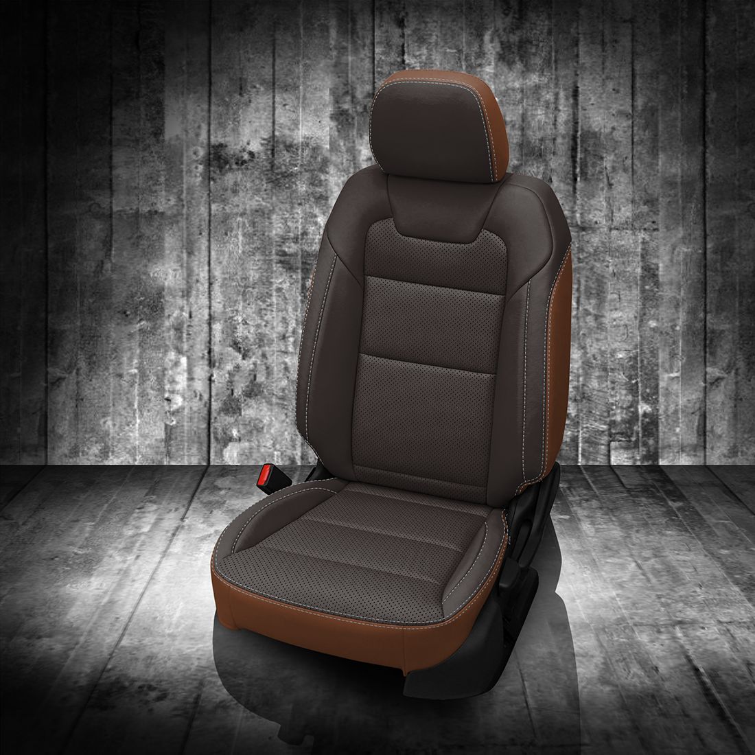 MAHOGANY wrap, JAVA Facing, Perf Combo, SILVER double stitching