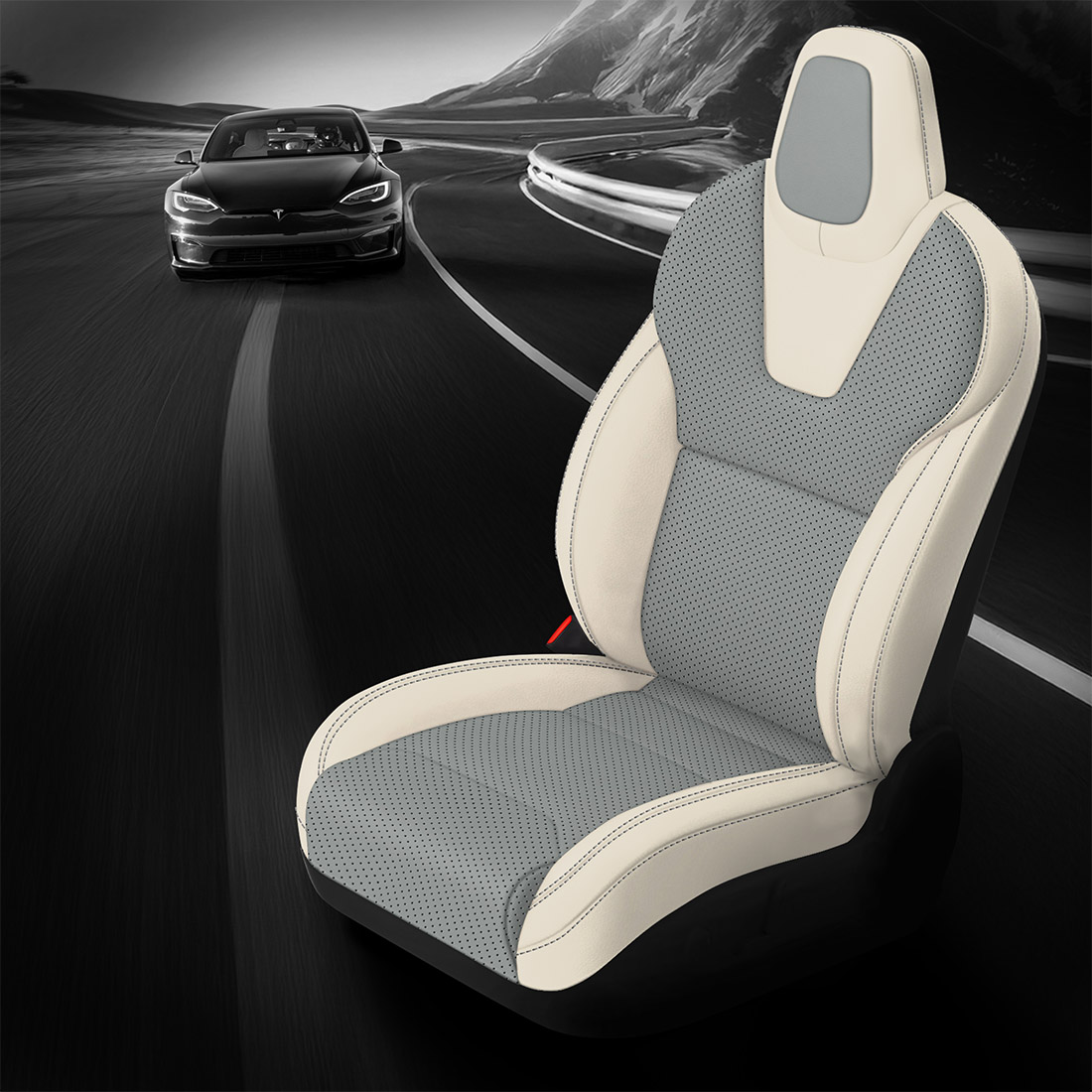 PEARL wrap, PUMICE Center, Perf Body, SILVER contrast all stitch
