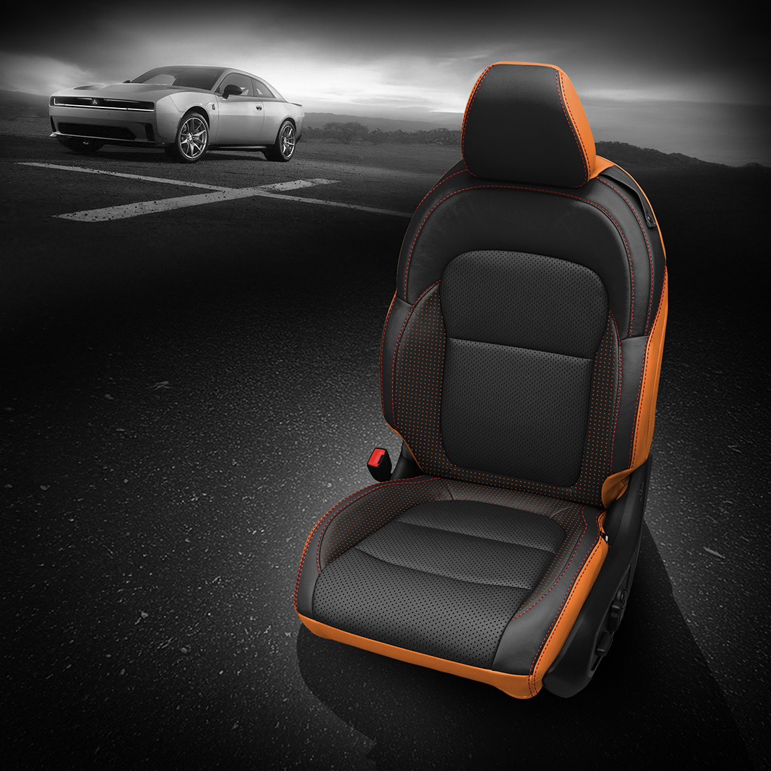 ORANGE wrap, BLACK Facing, Perf Combo, RED contrast all stitch, BCDA ORANGE wings
