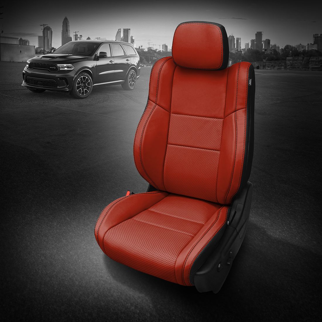 BLACK wrap, RED Facing, Perf Combo, BLACK contrast all stitch