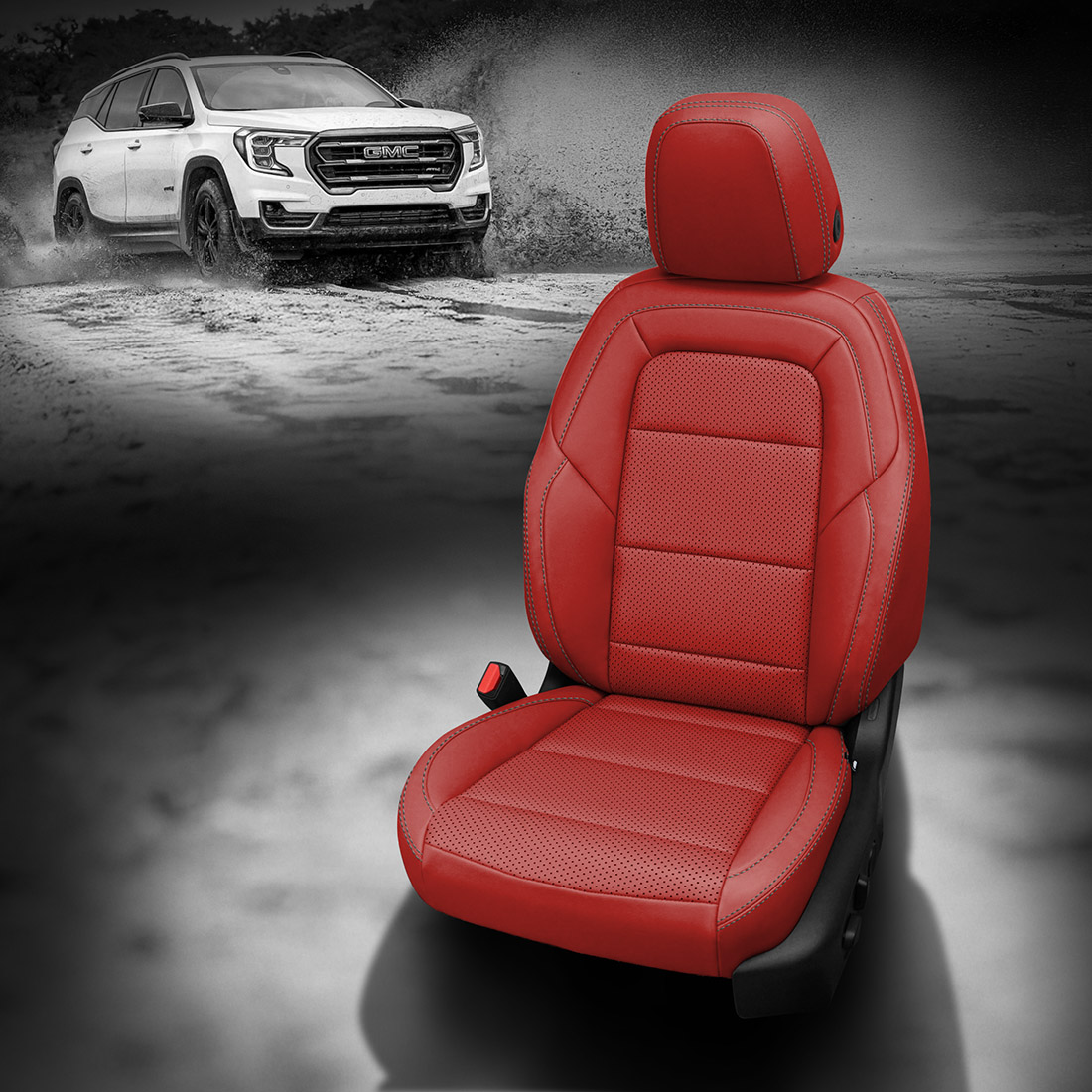 RED wrap, Perf Combo, SILVER contrast all stitch