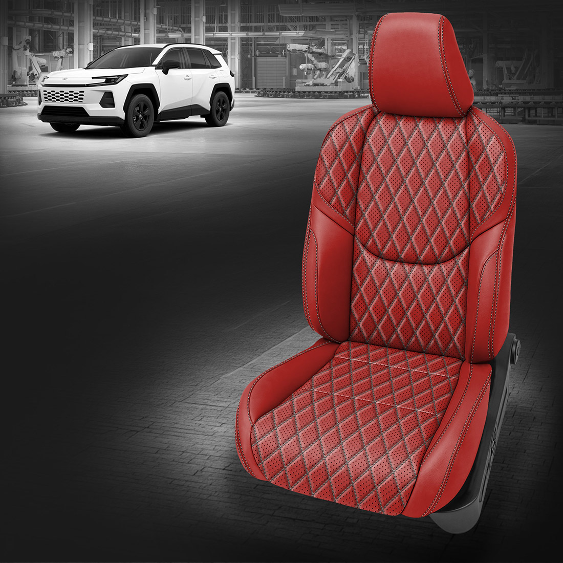 RED wrap, Perf Body, STONE contrast all stitch, Tek Stitch SINGLE DIAMOND BODY, STONE TekColor