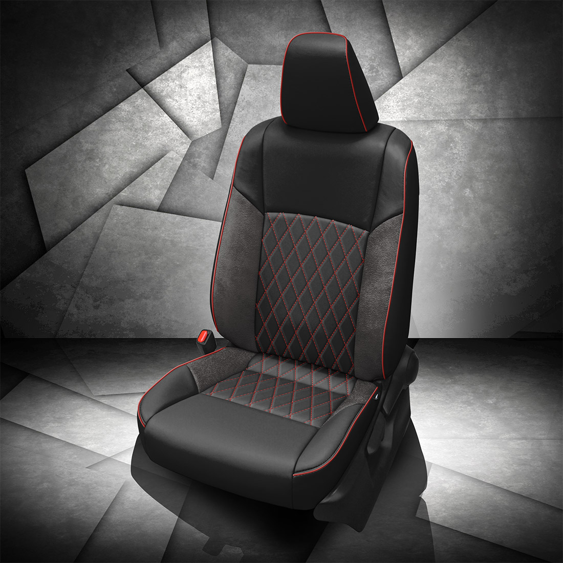 Black wrap, Dark Slate Suedezkin wings, Red contrast all stitch, Red piping, TekStitch Diamond Insert Red TekColor