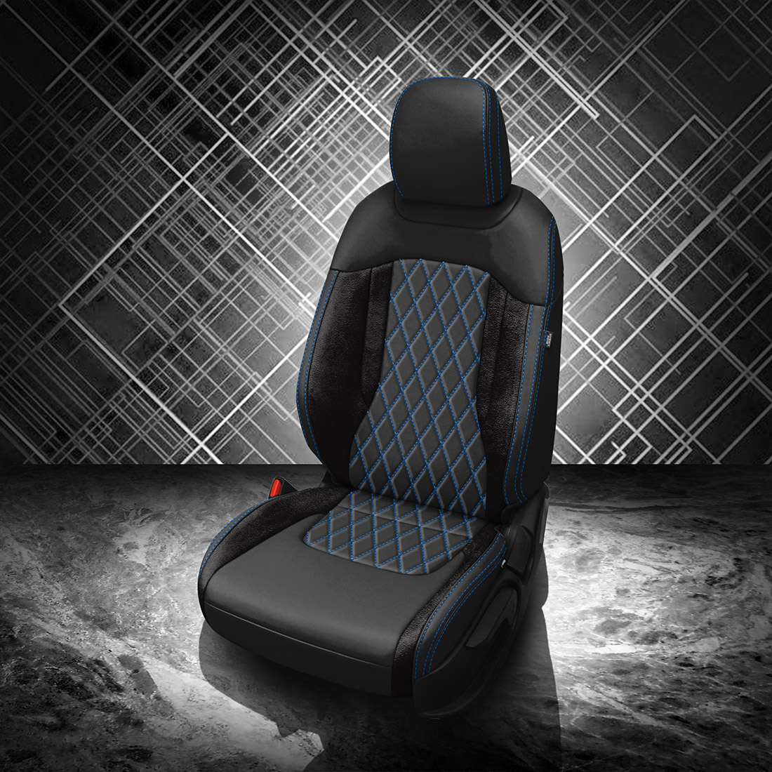 Black wrap, Raven Suedezkin wings, Bermuda contrast all stitch, TekStitch Diamond Insert Bermuda TekColor