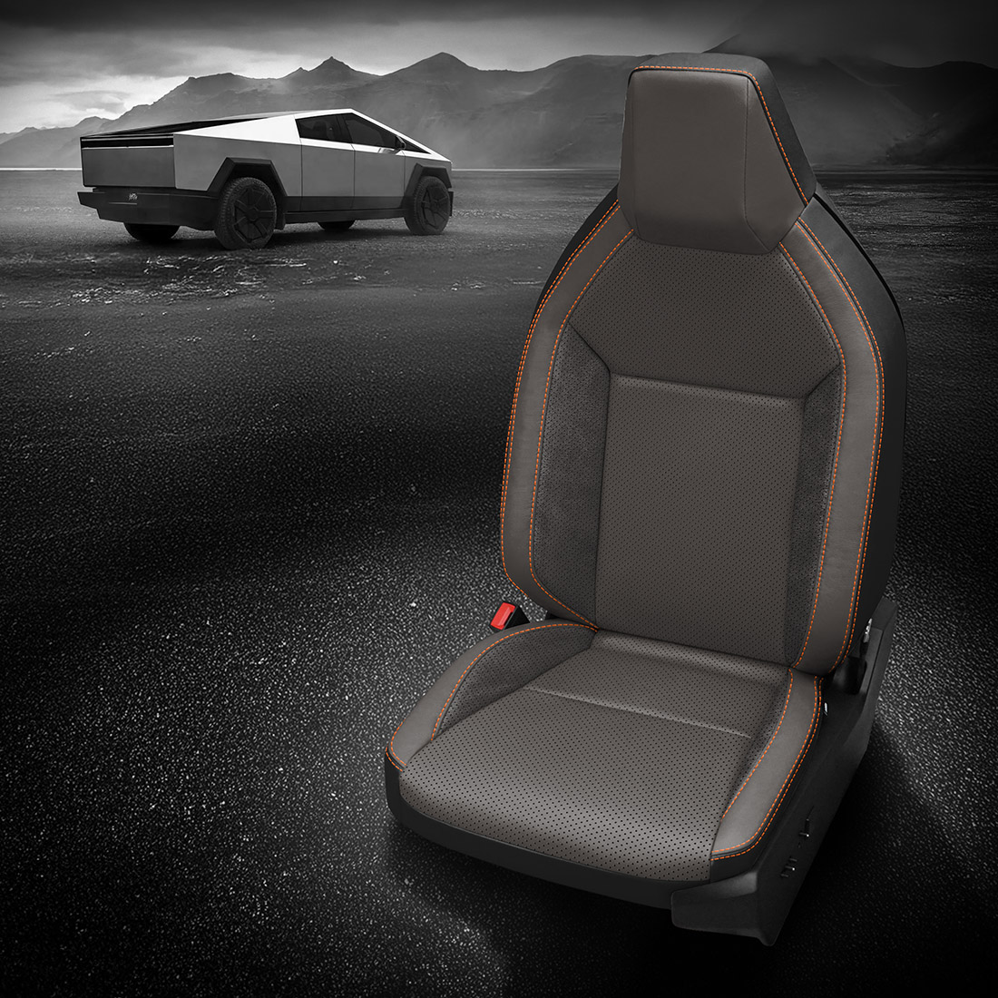 BLACK wrap, LT GREY Facing, Perf Body, ORANGE contrast all stitch, ~6929 DARK SLATE wings