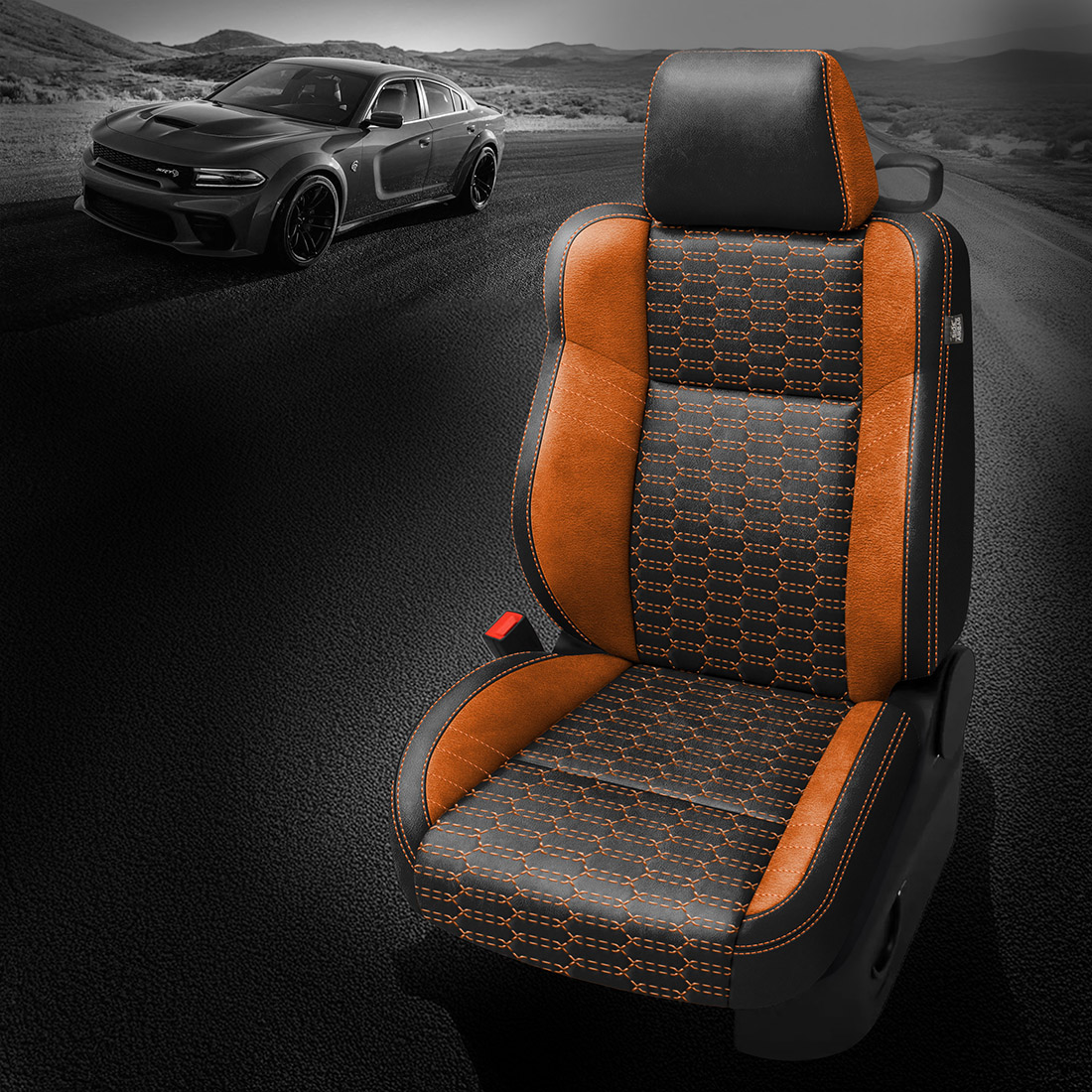 BLACK wrap, ~3032 MANGO Wings, +CITRUS ORANGE contrast all stitch, Tek Stitch DOUBLE HEX BODY, +CITRUS ORANGE TekColor