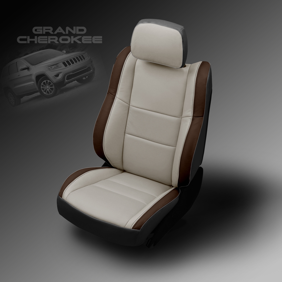 BLACK wrap, ALABASTER Facing, Perf Combo, BLACK piping, COFFEE wings
