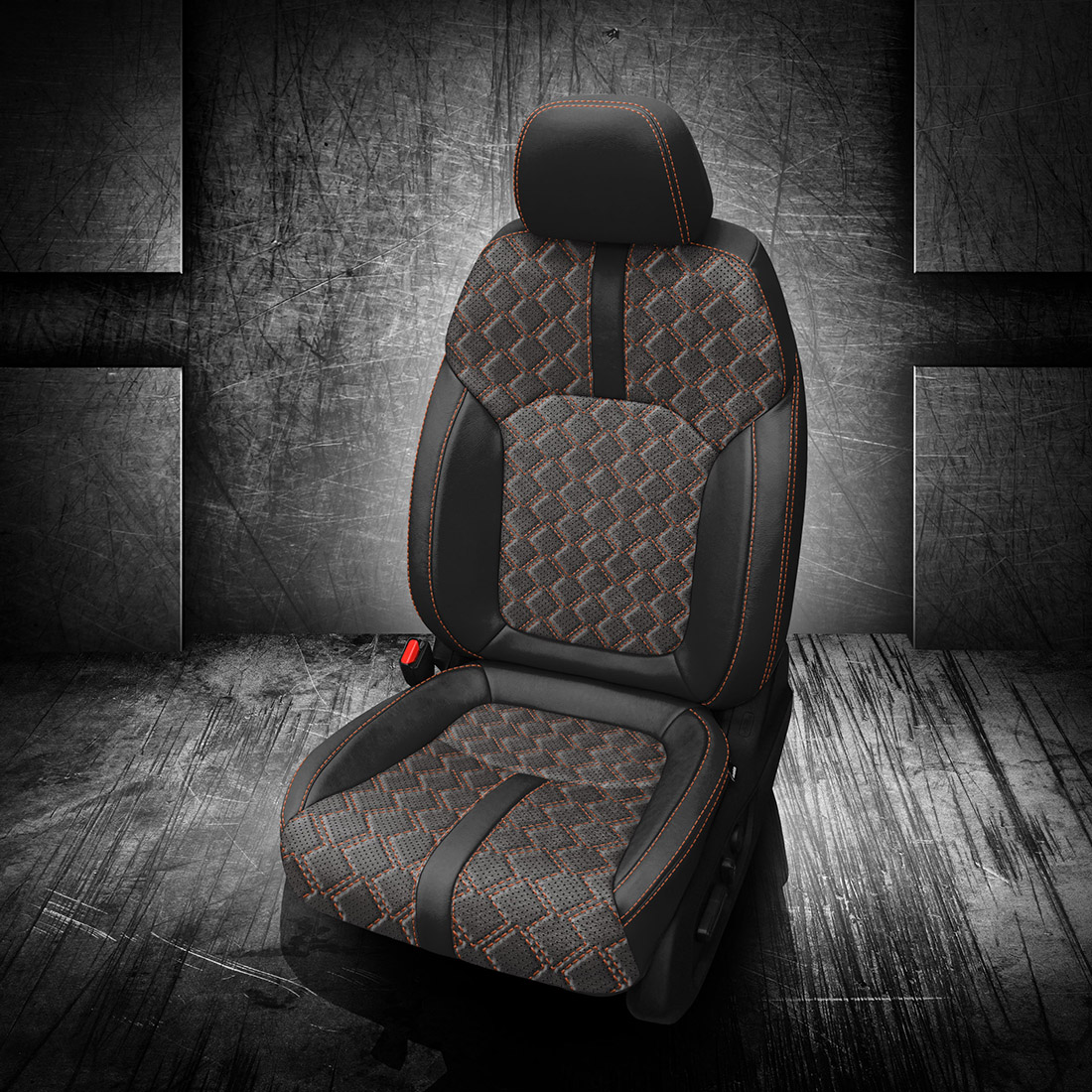 BLACK wrap, ~6929 DARK SLATE Body, Perf Body, COPPERHEAD ORANGE contrast all stitch, Tek Stitch WEDGE BODY, +COPPERHEAD ORANGE TekColor