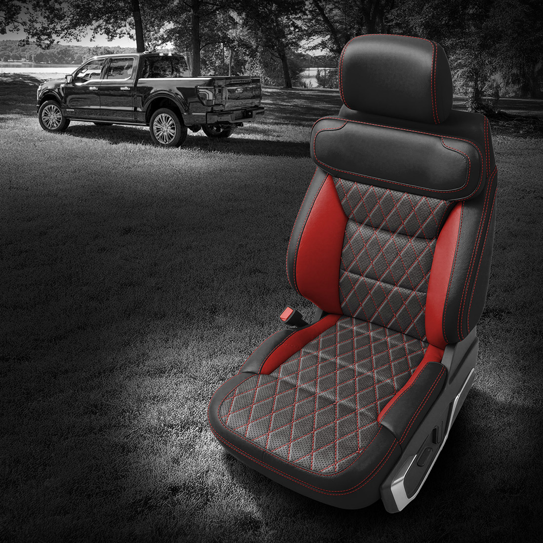 BLACK wrap, ~6929 DARK SLATE Body, Perf Body, RED contrast all stitch, RED wings, Tek Stitch SINGLE DIAMOND BODY, RED TekColor