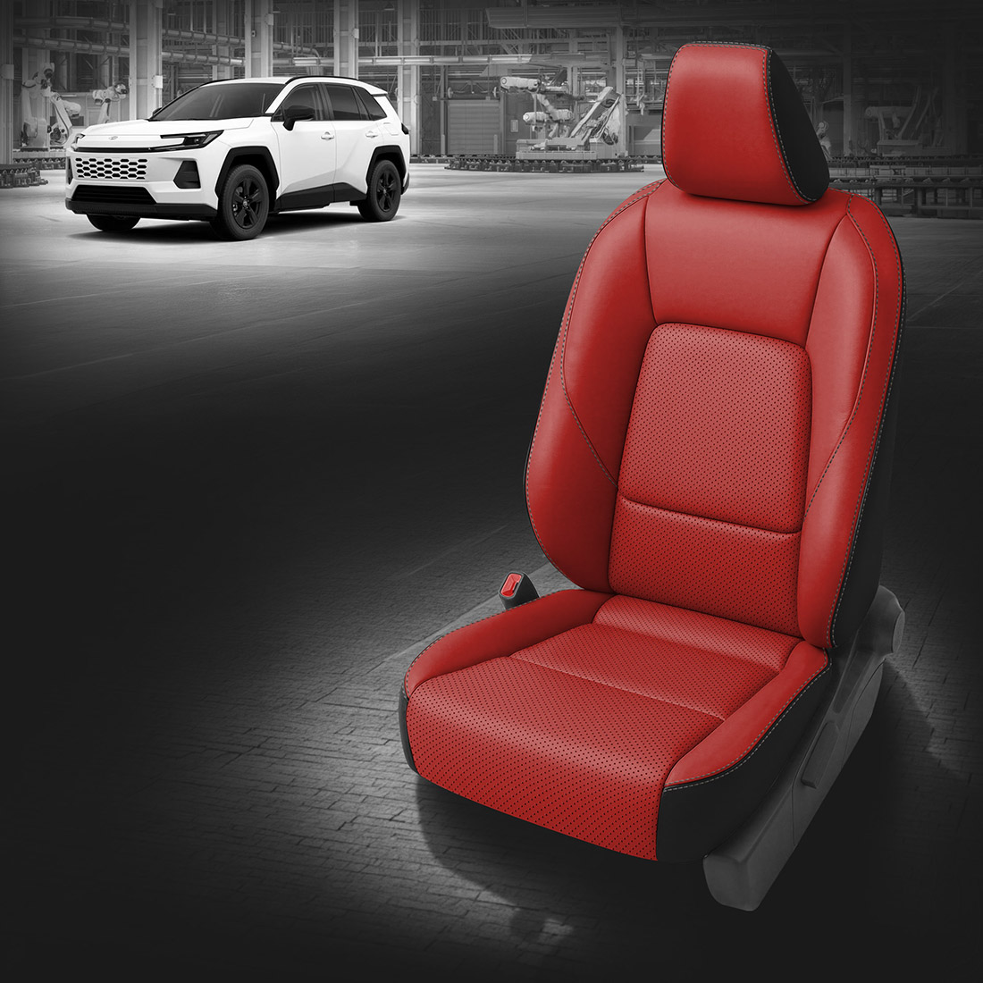 BLACK wrap, RED Facing, Perf Combo, STONE contrast all stitch