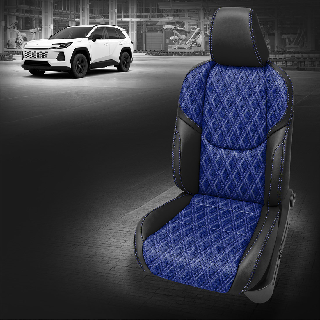 BLACK wrap, ~3037 SAPPHIRE Body, Perf Body, +ROYAL BLUE contrast all stitch, Tek Stitch DOUBLE DIAMOND BODY, +ROYAL BLUE TekColor