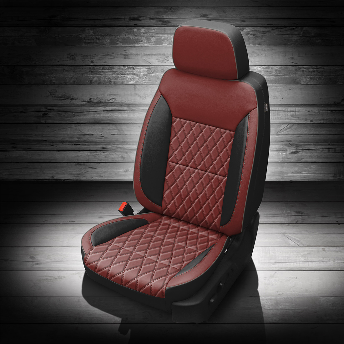 BLACK wrap, MED RED Facing, PLATINUM piping, BLACK wings, Tek Stitch SINGLE DIAMOND COMBO, MED RED TekColor