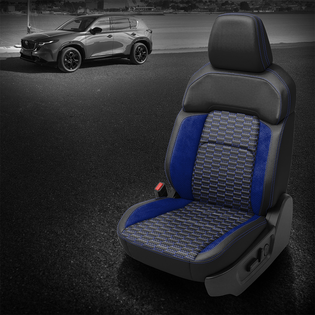 BLACK wrap, BLACK Combo, Perf Combo & Wings, COBALT contrast all stitch, ~3037 SAPPHIRE wings, Tek Stitch DOUBLE HEX COMBO, COBALT TekColor