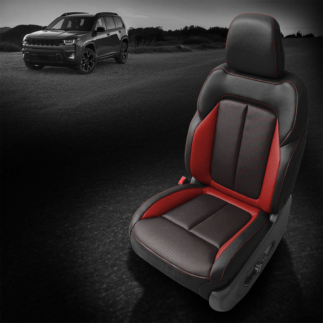 BLACK wrap, BCDA RED Combo, Perf Wings, RED contrast all stitch, RED wings