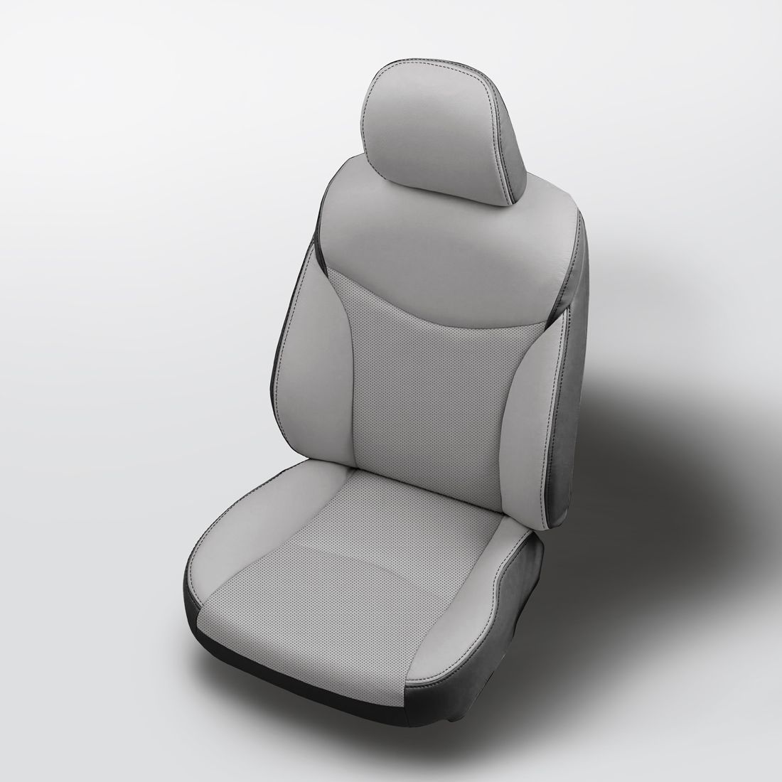 CHARCOAL wrap, ALABASTER Facing, Perf Combo, CHARCOAL double stitching