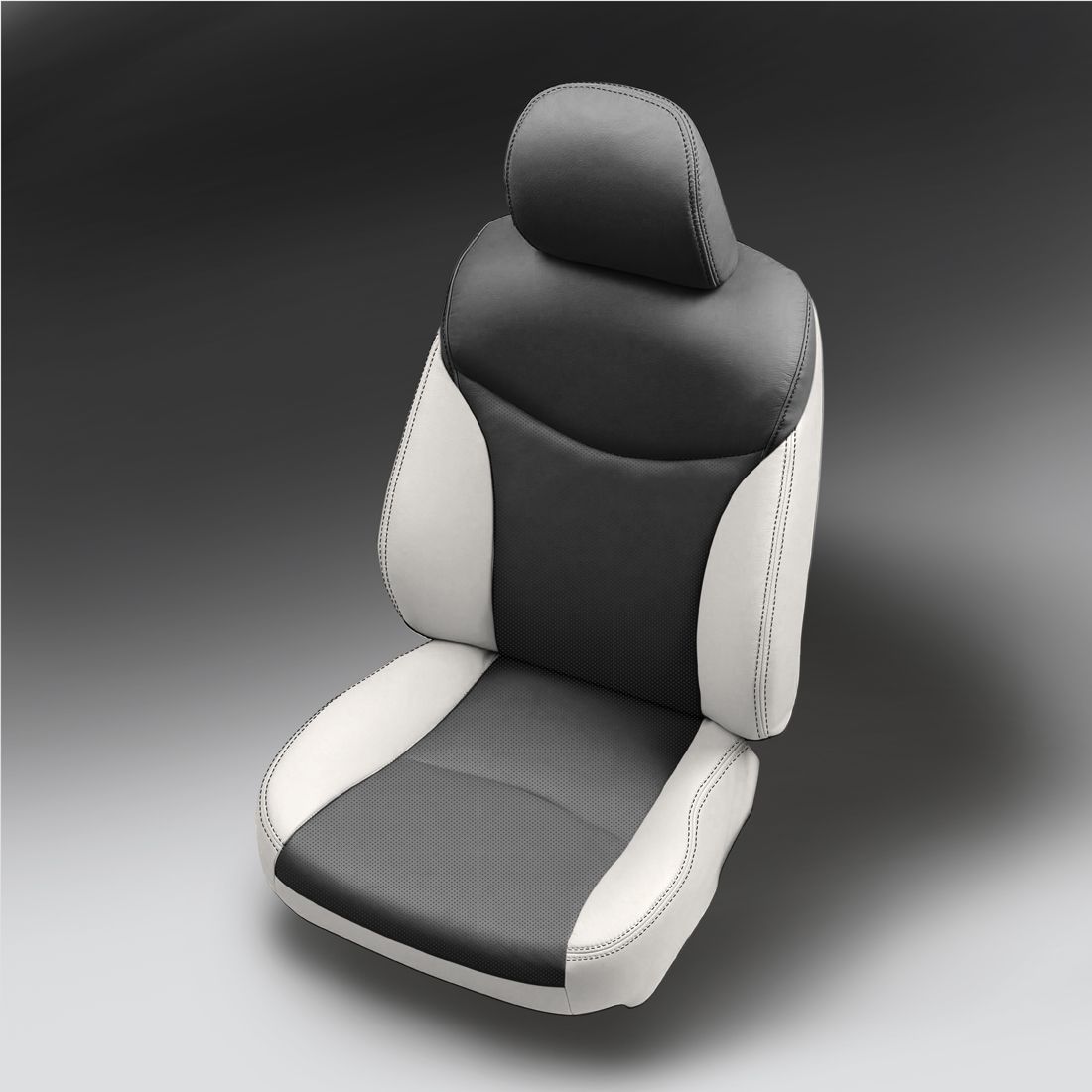 ALABASTER wrap, CHARCOAL Center, Perf Combo, CHARCOAL double stitching