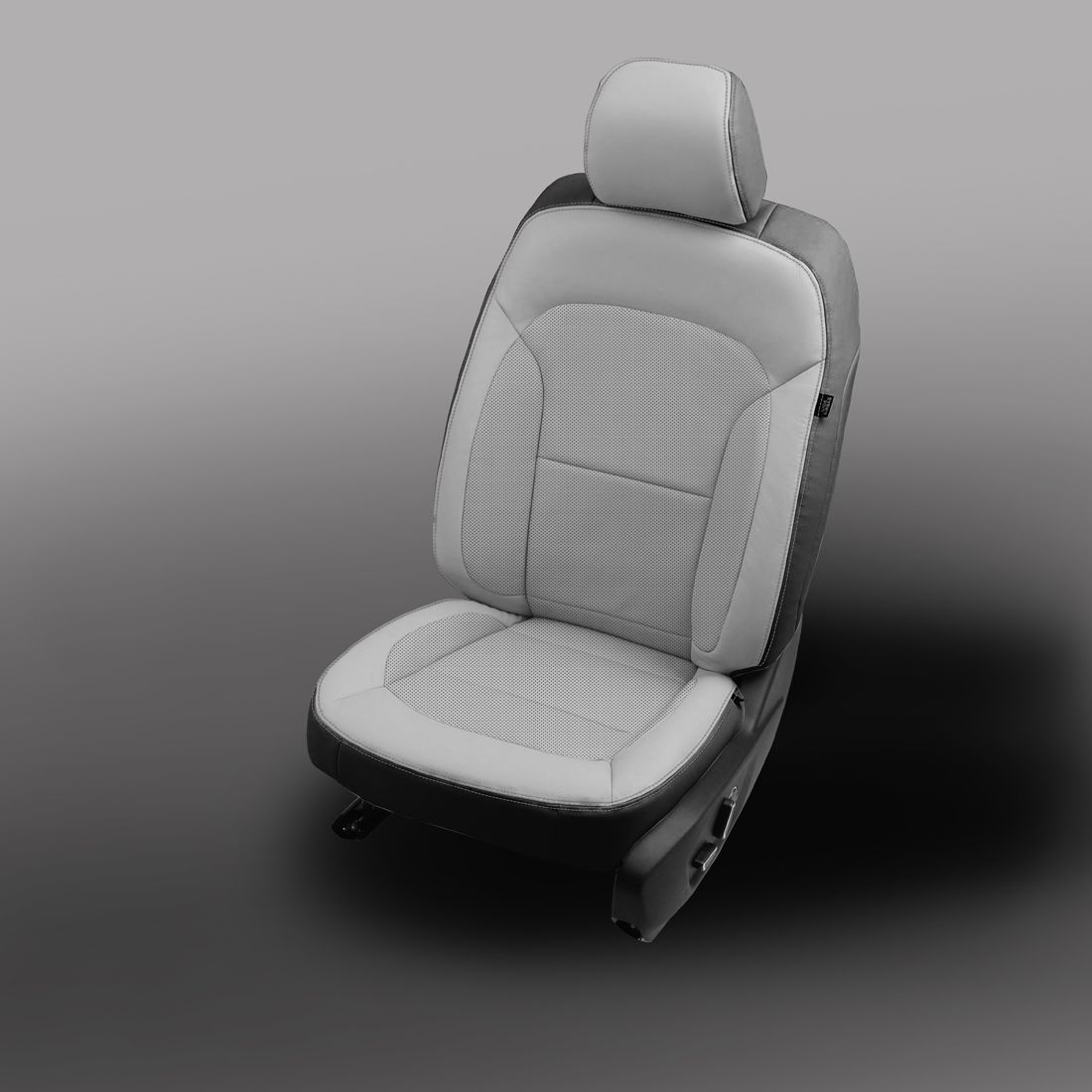 BLACK wrap, ALABASTER Facing, Perf Inserts & Wings, GREY contrast stitch