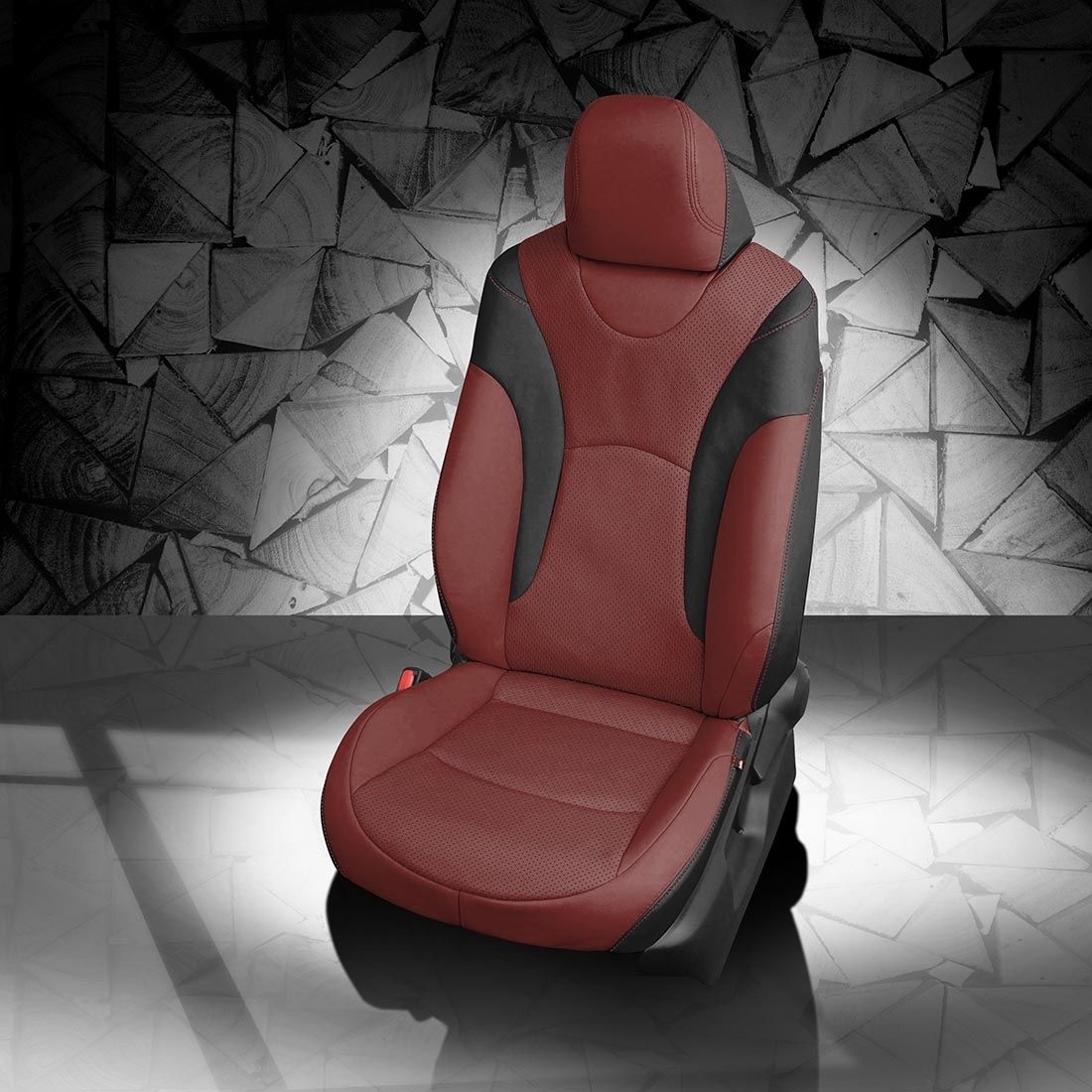 BLACK wrap, MED RED Facing, Perf Body, MED RED contrast all stitch