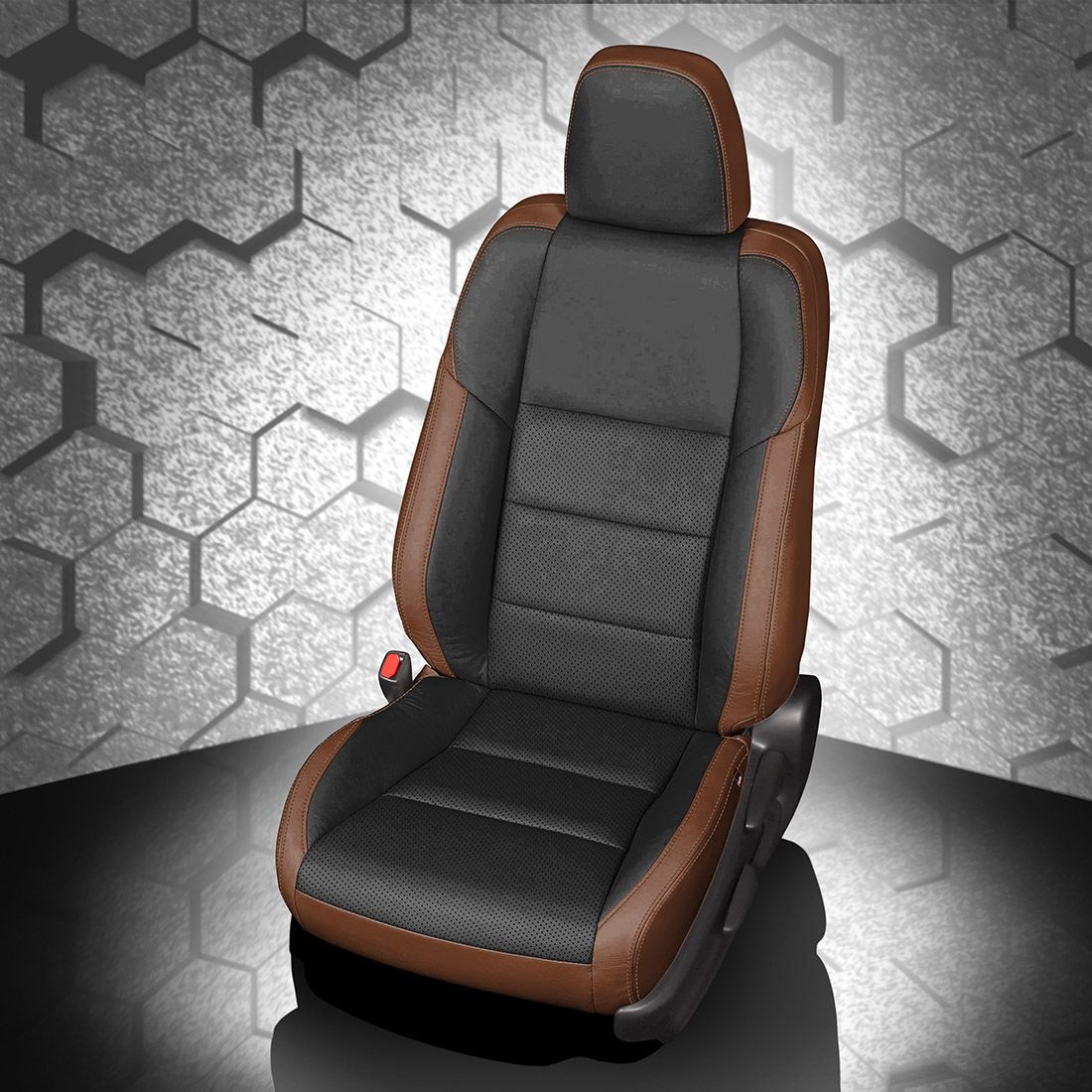 MAHOGANY wrap, BLACK Facing, Perf Combo, MAHOGANY double stitching, MAHOGANY wings