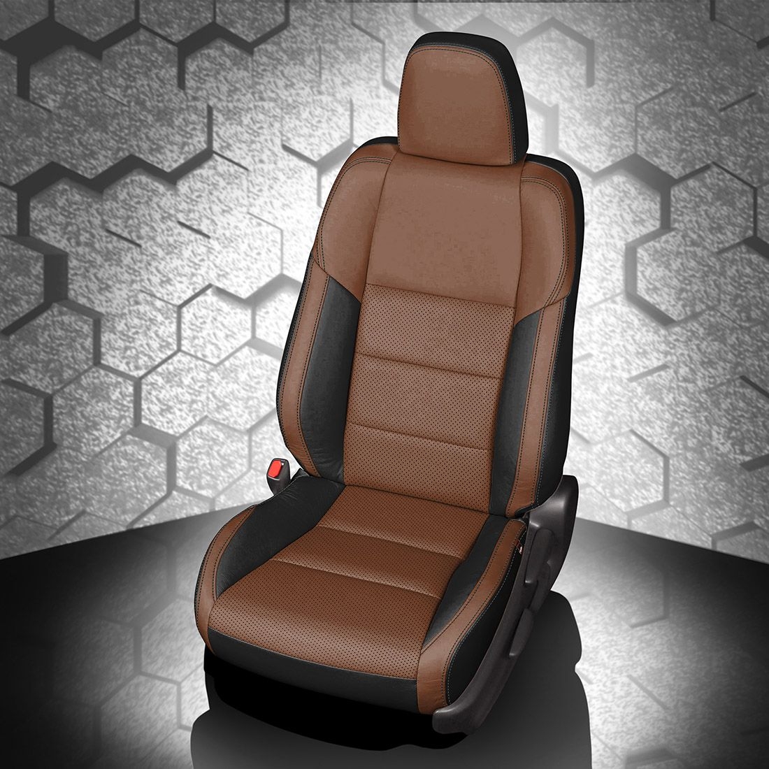BLACK wrap, MAHOGANY Center, Perf Combo, BLACK double stitching, MAHOGANY wings