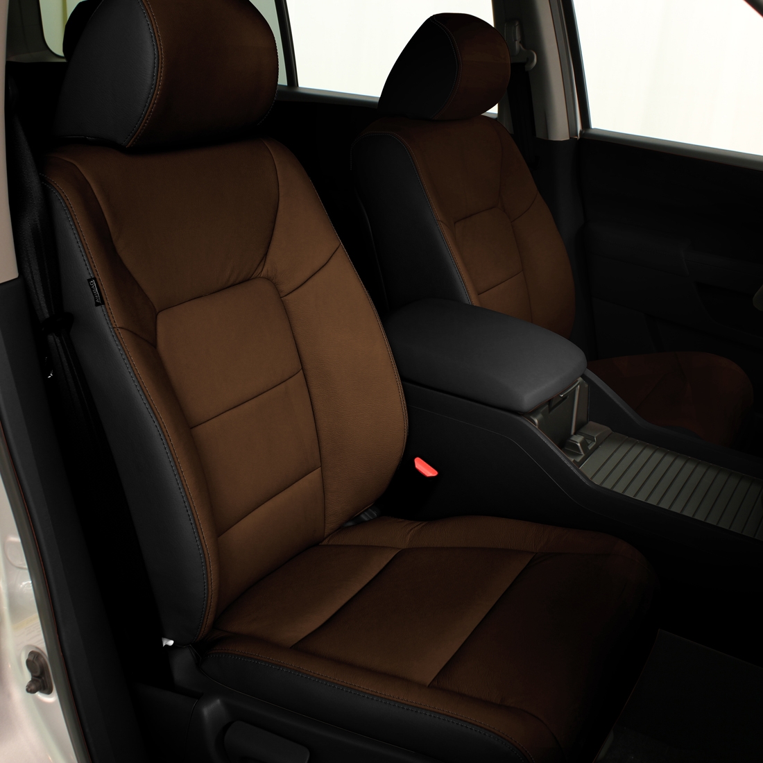 BLACK wrap, AMARETTO Facing, BLACK double stitching