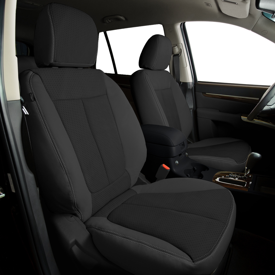 MIST GREY wrap, ~6929 DARK SLATE Center, Perf Centers, SILVER double stitching