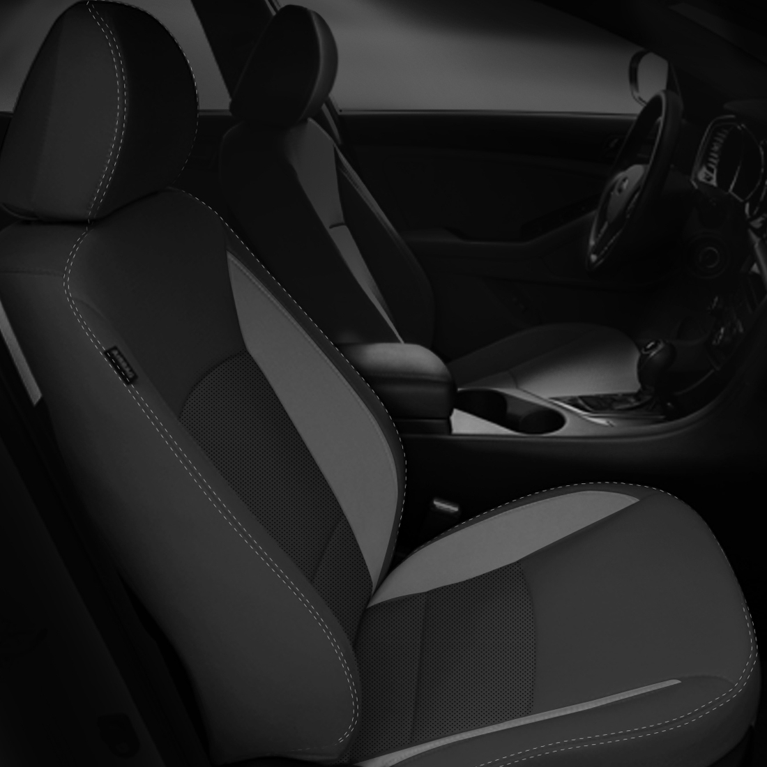 BLACK wrap, ~3035 FOG Wings, Perf Inserts, SILVER double stitching